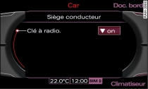 Écran : activation de la fonction mémoire de la clé à radiocommande